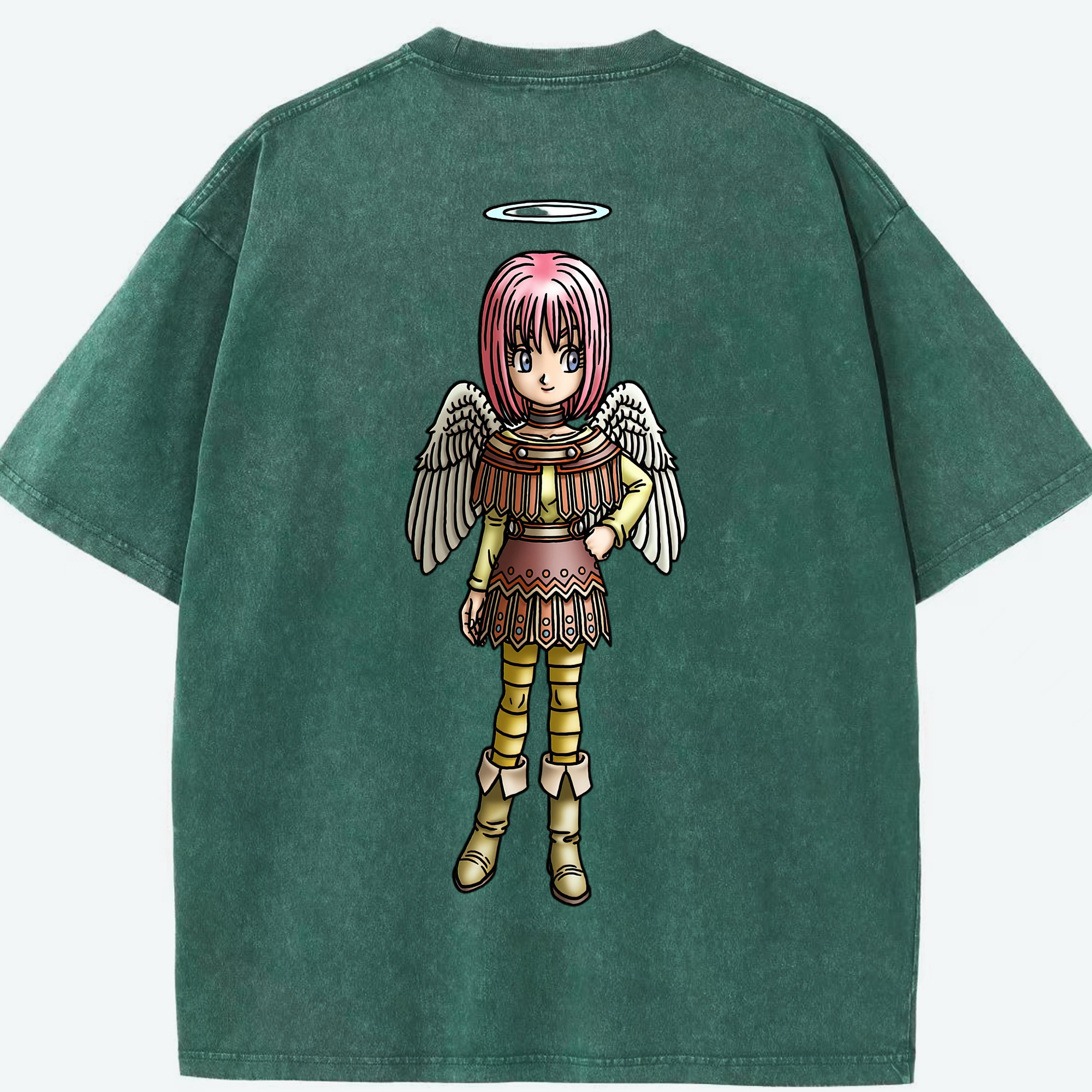 （画像用） ドラゴンクエスト Doragon Kuesuto Dragon Quest 綿100% ヴィンテージ風 半袖Tシャツ（背面プリント）